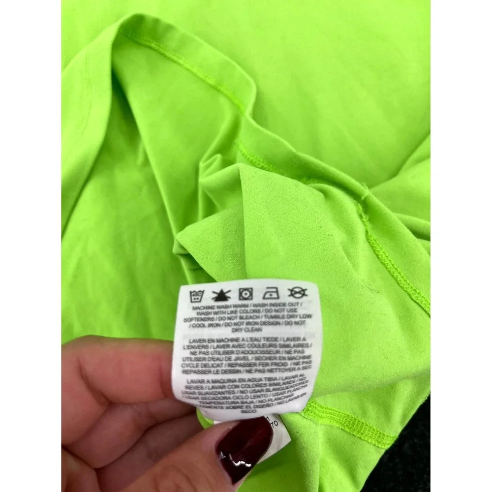Nike Dri Fit Running Top Mens 2XL Lime Green Stretch‎ Athletic Mock Neck 1/4 Zip